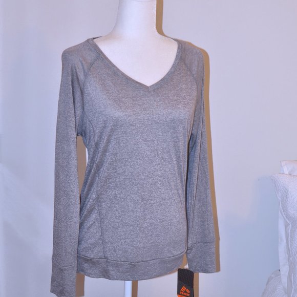 RBX Active V-Neck Long Sleeve Top with sheer back detail - Picture 1 of 11
